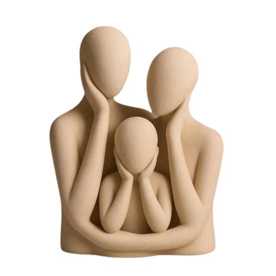 Abstract Family of 3 Figurine Modern Parents And Kid Statue Resin Family Sculpture for Living Room Bedroom Tabletop TV Stand Shelf Entryway Home Decor