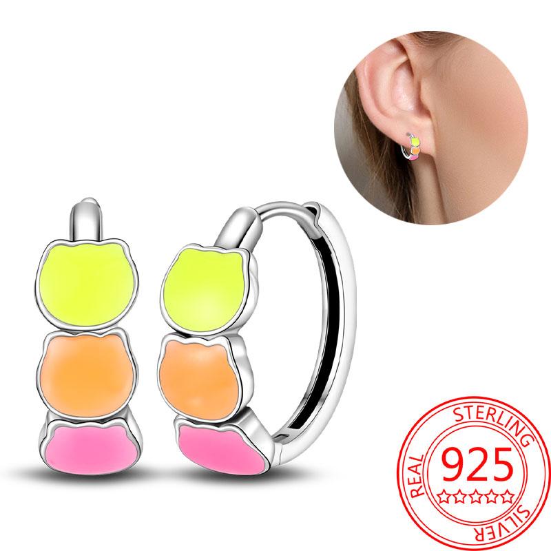 Brincos de abelha para menina adorável amarelo preto dançando abelha feliz s925 brincos de argola presente de aniversário joias de prata