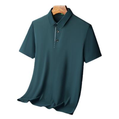 Polo a maniche corte in Seta Ghiaccio Senza Cuciture ad Alta Elasticità Non Stiro Slim Fit Lusso Leggero Business Rest