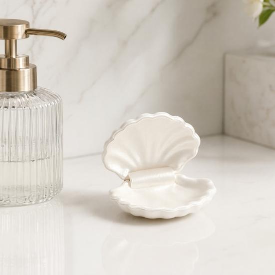 Elegant Jewelry Storage Tray Shell Shape Ring Dish, 3D Printed Organizer Tray, With Lid Small Decorative Trinket Holder for Earrings Necklaces