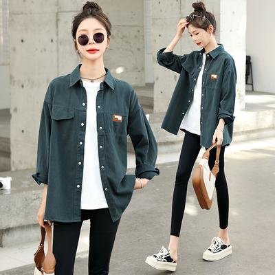 Autumn Korean Loose Fit Shirt for Women's Casual and Versatile Washable Cotton Denim Shirt Jacket