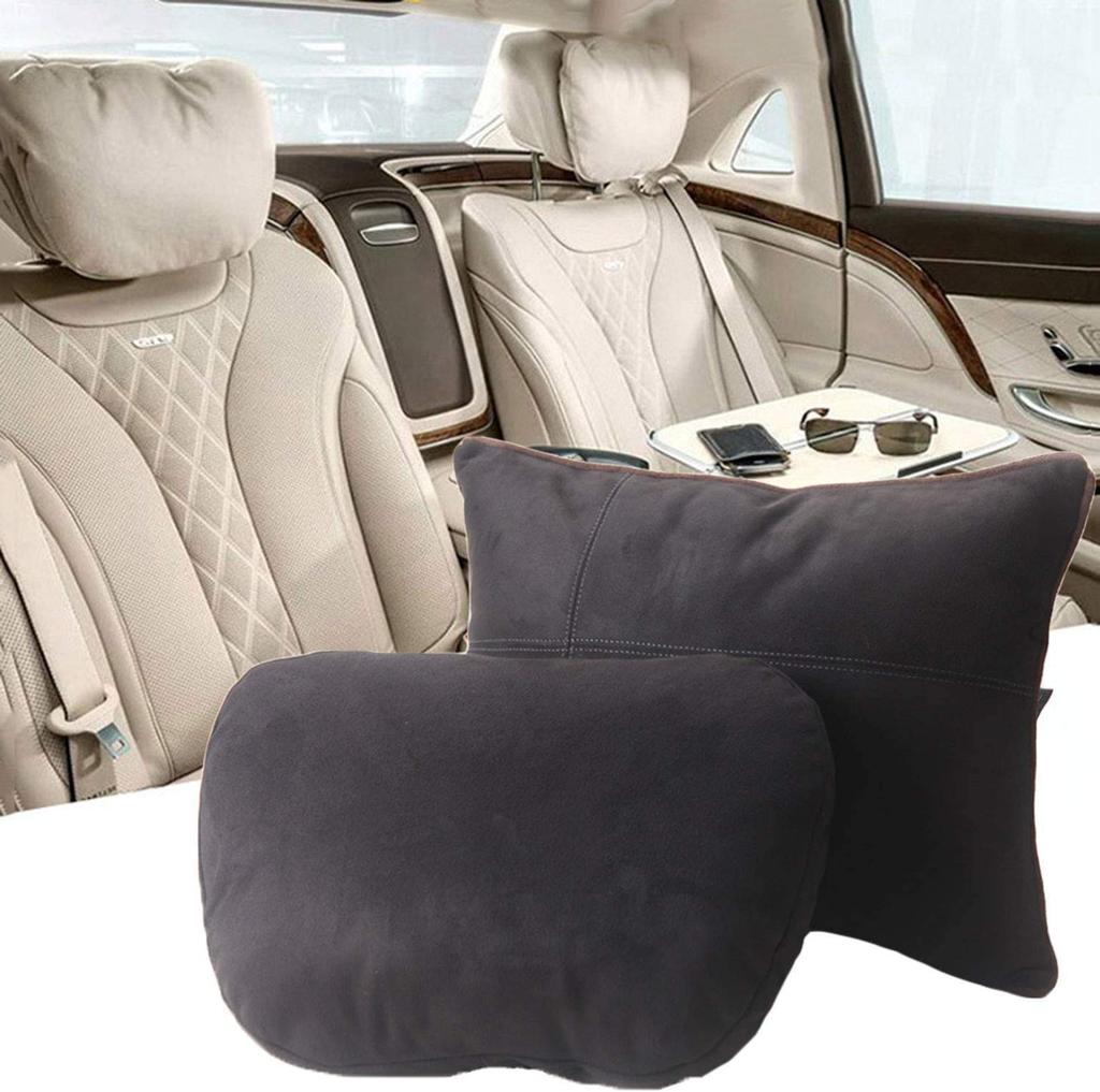 Sett med nakkestøtte og korsryggpute for Maybach Design Myk bilpute Kwak's S-klasse, (Svart)