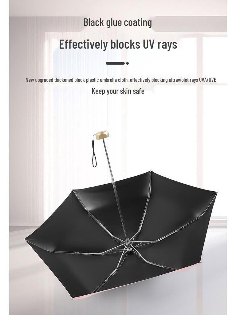 Flat Five-Fold Women's UV Protection Sunshade Umbrella: Dual-Use Mini Folding Umbrella.