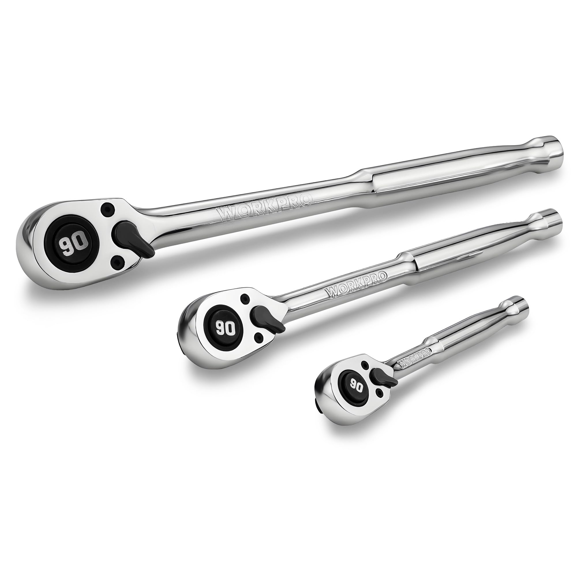 

WORKPRO Ratchet Handle Slim Ratchet Wrench 90 Easy Rotation Direction Quick Release Tightening and Loosening and Car Machine DIY Set, Set, 3-Piece