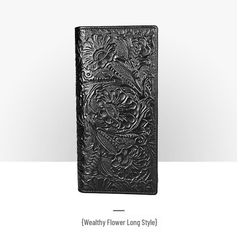 Carteira Masculina Retro em Couro Embossado – Padrão Crocodilo Longo com Vários Compartimentos para Cartões e Porta-Moedas.