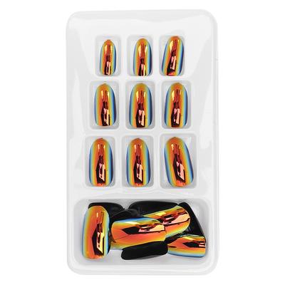 24pcs Fashionable Fake Nails Detachable Bright Color False Nail Patch Full Cover Nail Art Tips