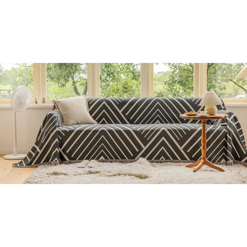 Slipcover Multi Functional Sofa Towel Cover Geometric Thick Double-sided Tablecloth Sofa Covers for Living Room