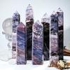 Large Ocean Jasper Crystal Tower Handcrafted Natural Crystal Point Tower Raw Stone Healing Home Decoration Wind Chime