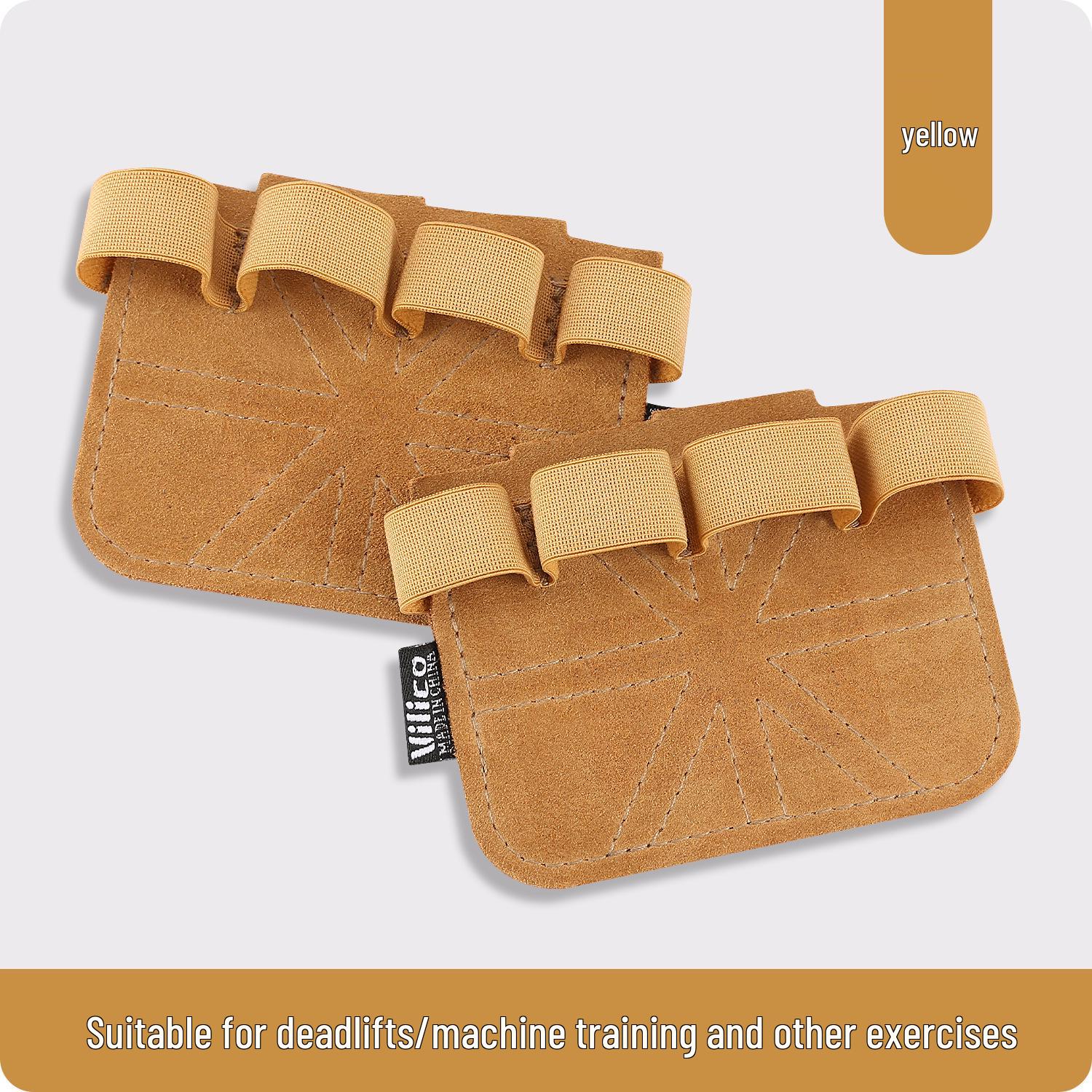 Sports Fitness Anti-Slip Strength Training Gloves, Cowhide Palm Protector for Pull-Ups, Weightlifting, and Deadlift Assistance. One Size коричневый