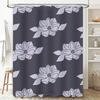 Stylish Gray Floral Print Bath Curtain For Modern Bathroom Decor Shower Curtain Set With Rod Pocket, 72 X 84 Inches