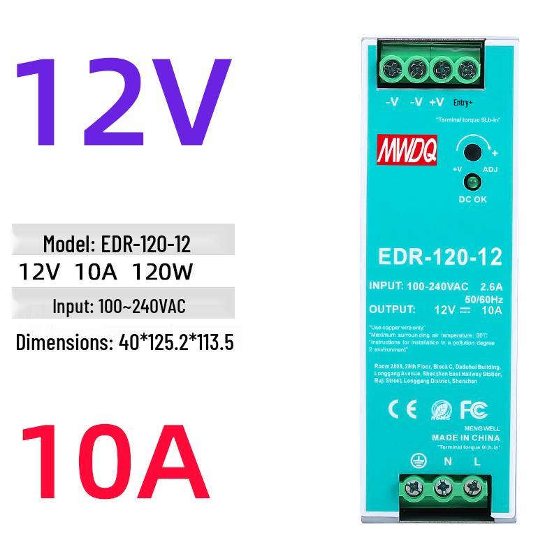 EDR-120-24 DIN Rail Power Supply 12/48V DC, 75/150/240/480W NDR Options