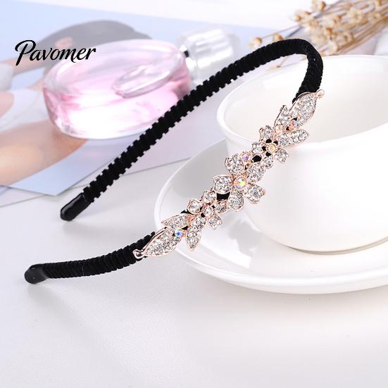 Woman Headband Elegant Style Non Slip Headwear Hair Girl Hairband Hoop Band Flower Rhinestone Headdress Accessories