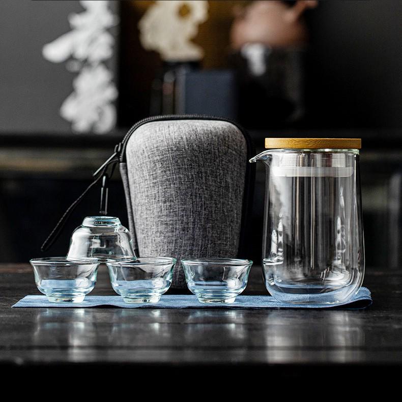 Double-Layer Transparent Glass Gong Dao Bei Tea Cup - Portable Heat-Insulating Kung Fu Tea Set