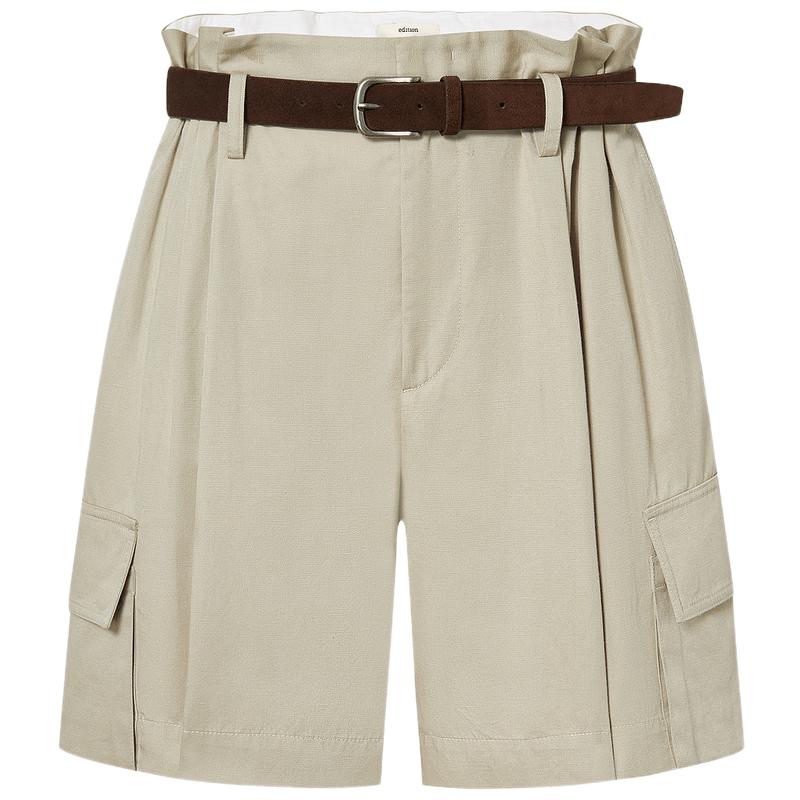 EditionE+ Cotton Linen Petal Hem Cargo Shorts EBF1SOT003 M