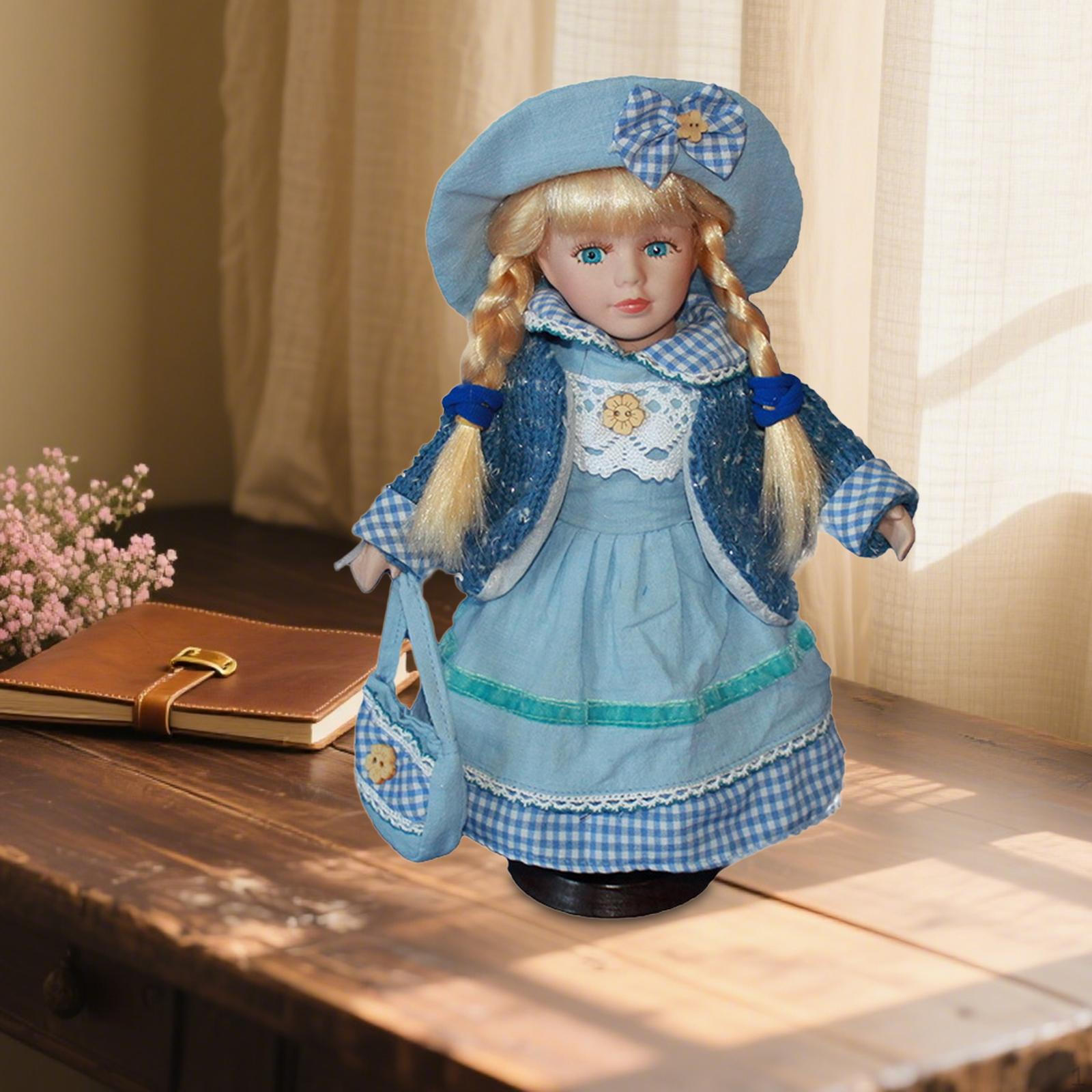 

Porcelain Doll Ceramic Desk Decoration Collection Birthday Gift for Kids Women Standing Figure