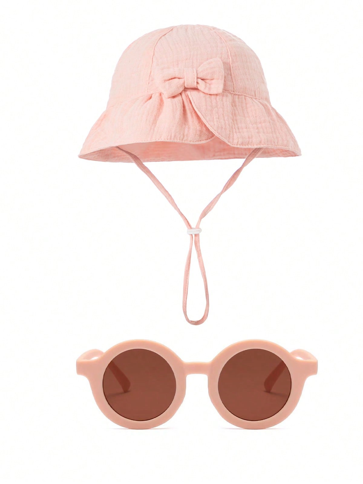

2pcs6-12M1-2YNew baby cotton sun hat with eyeglasses and printed bow-shaped sunshade. Pure color, skin-friendly hat. One Size розовый