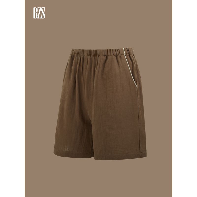 

25 Women New Cotton Yarn-dyed Jacquard Double-Layer Gauze National Style Sleeveless Pajamas Home Wear Three-Piece Suit Shorts [Mocha]] L [recommend 60.00 kg-67.50 kg]]