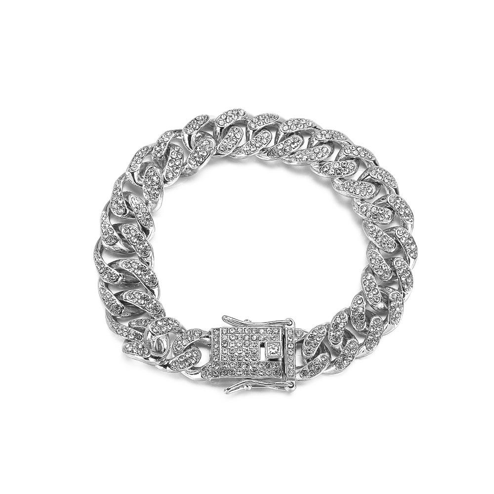 Unisex Hip Hop Diamond-Studded Cuban Chain Bracelet & Necklace