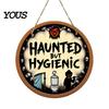 Funny Restroom Wall Sign Bathroom Halloween Hanging Ornaments, Creative Ghost Wooden Decor Sign, Decorative for Holiday Art