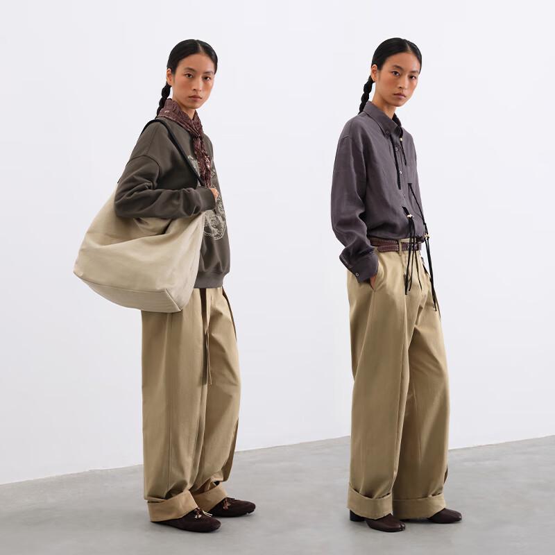 GREEN BELT 2025 Winter Women's Lyocell Blend Loose Wide-Leg Casual Pants