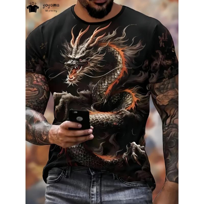 

Summer 3D Dragon Pattern Men s T-Shirt Street Fashion Men s Tops XXS