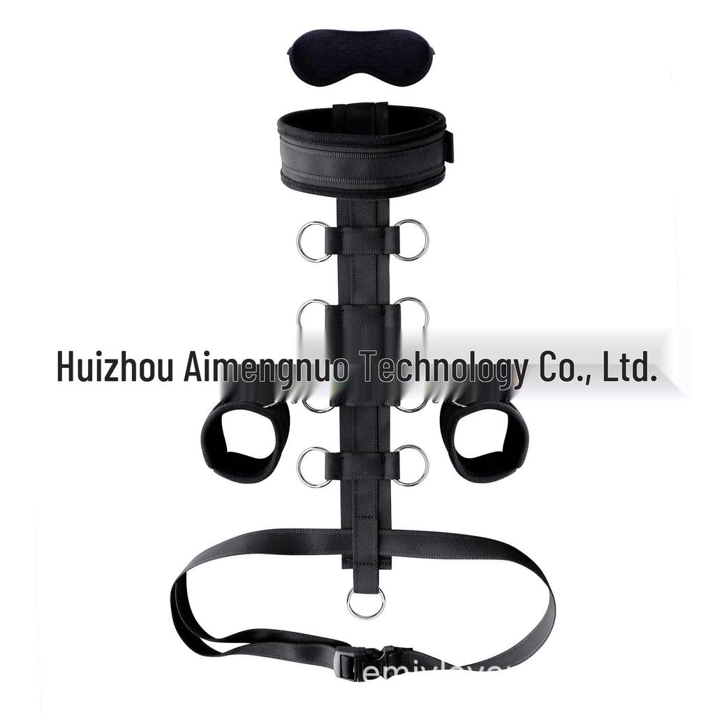 Nine-Ring Bondage Set: Handcuffs, Neck Collar, Waist Belt, Eye Mask, Restraint Straps, Sponge Material.