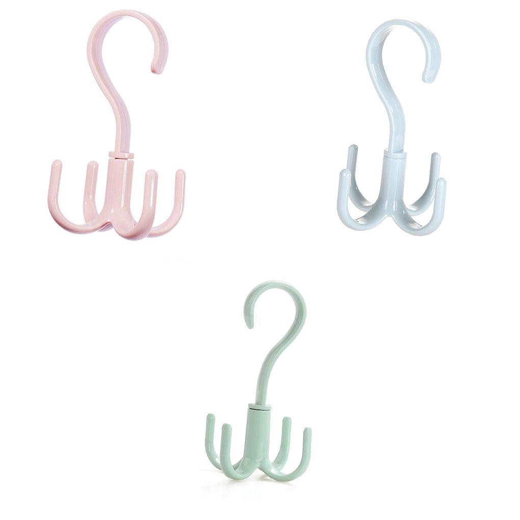 360 Degrees Rotated 4 Hooks Plastic Hanger Handbag Holder Shelf Rack Organizer