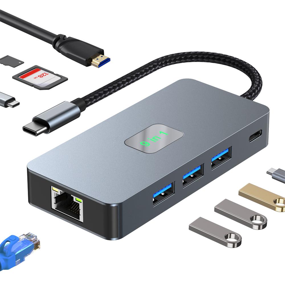 

7-в-1 USB C Хаб із сумісним з 4K/60Hz HDMI USB C Док-станція з алюмінієвого сплаву Порт Ethernet RJ45 для аксесуарів ноутбука ПК China Mainland