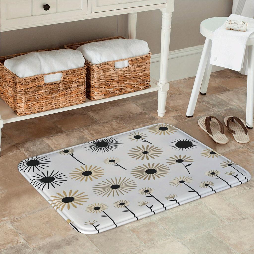 1PC Flowers Pattern Kitchen Rug Non-Slip Door Mat Pop Design Bathroom Rug Bath Mat Carpet for Home Sink Laundry Decoreeree