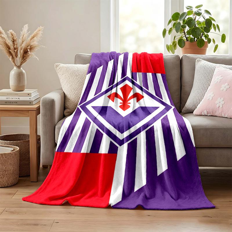 Coperta ACF Fiorentina Coperta in Flanella Morbida Accogliente Peluche Coperta da Divano Letto Leggera Decorazione per la Casa