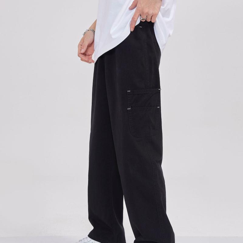 Workwear Jeans Men's Loose Straight High Street Cotton Wide-leg Casual Trousers