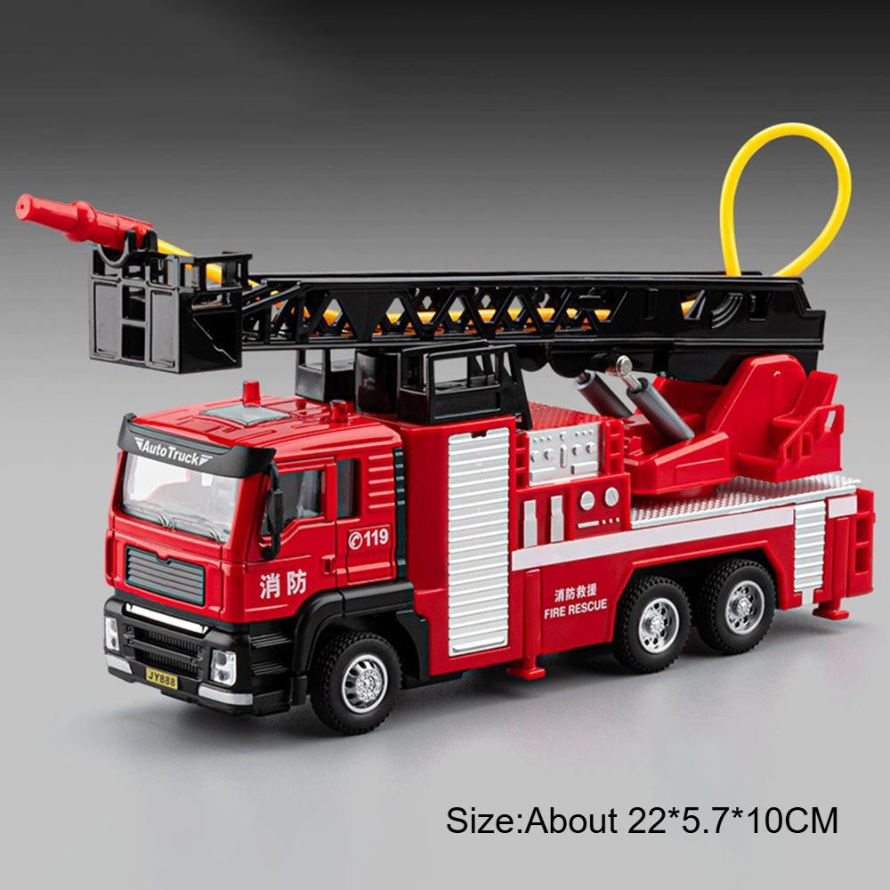 1:50 Alloy Water Tank Fire Truck Model Car Toy Multiple Movable Locations Water Spray Engineering Vehicle Music Light Presents