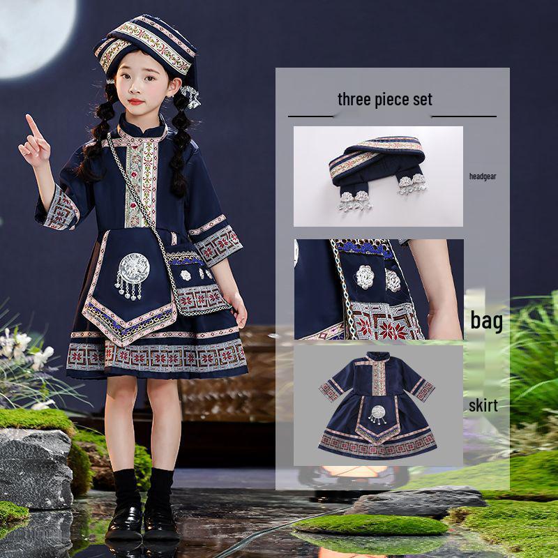 Guangxi Zhuang Ethnic Poetry Recitation Costume for Children's Sports Day