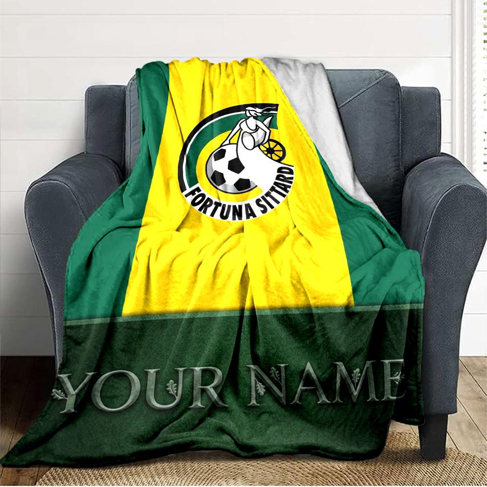 Name Custom Fortuna Sittard Print Flannel Blanket High Quality Warm Comfortable Cover for All Seasons Perfect for Gifts Home Decor
