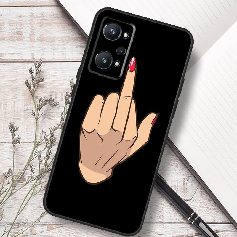 Cartoon Middle Finger For Realme 14 10 11 12 13 Pro Plus GT 6 6T 5 GT7 Pro C67 C61 C55 C53 C51 C21Y C25S C75 Case