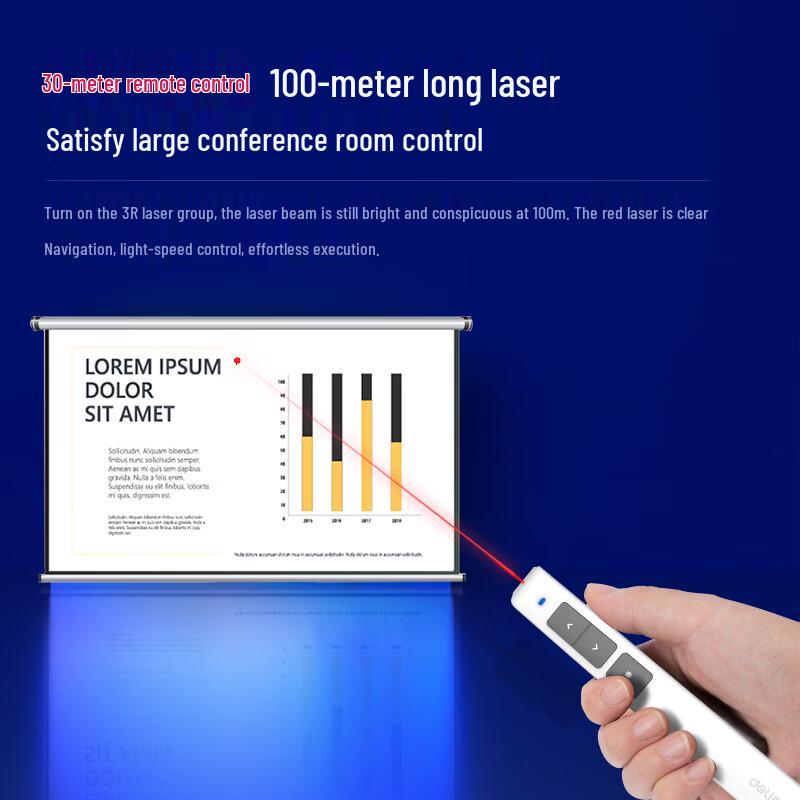 Deli 360-Degree Wireless PPT Presentation Remote with Red Laser