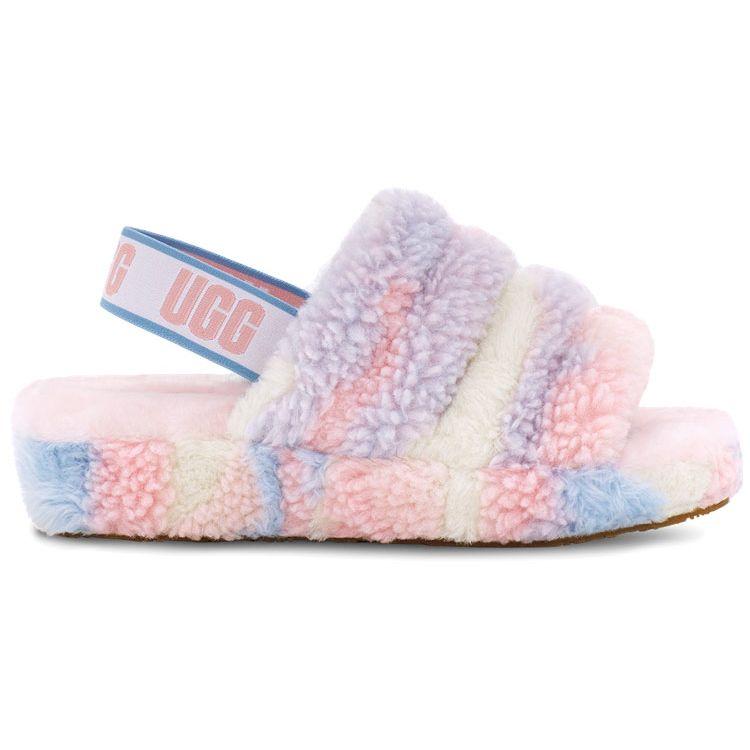 UGG Fluff Yeah Slide Cali Collage Fashion Comfortable Slide Sandals Women Sandals Rainbow 1120070-PSTR