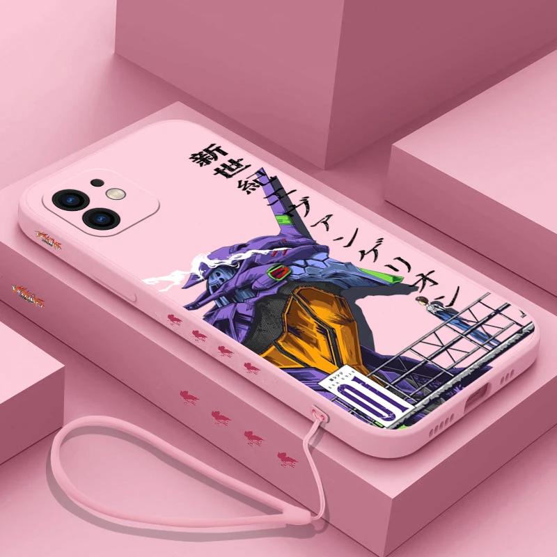 Husa de telefon NEON GENESISES EVANGELIONS EVA pentru iPhone 15 14 13 12 11 Pro Max Mini X XR XS MAX SE20 8 7 Plus cu curea de mână