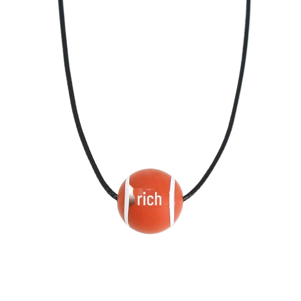 Unisex Sports Silicone Basketball Pendant Necklace, Stainless Steel, European & American Style