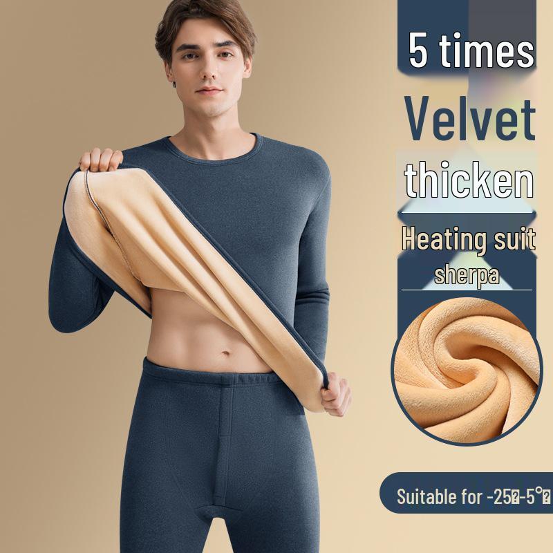 2025 Men's Fleece-Lined Thermal Underwear Set - Warm Lambswool Base Layer