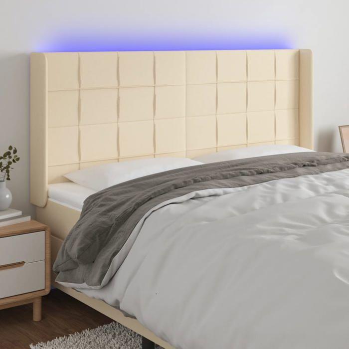 VidaXL Tête de Lit à LED Meuble de Chambre à Coucher Accessoire de Lit Double Tête de Cadre de Lit Intérieur Crème 3124075