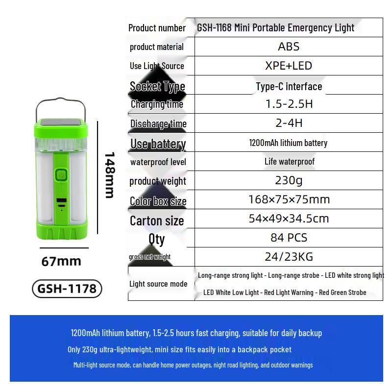 Multi-Functional Solar Camping Lantern & Mobile Work Light with Charging Feature