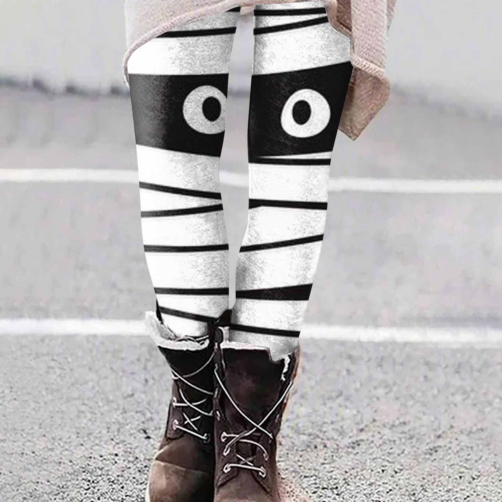 

Женские повседневные уличные брюки с рисунком Хэллоуина, облегающие эластичные укороченные брюки для йоги XXXL белый