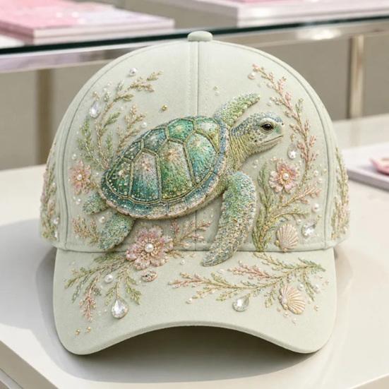 Turtle Whale Jellyfish Pattern Cap Ocean Creatures Baseball Cap, Adjustable Sun Hat with Sea Back Buckle Animal Patterns, Trucker for Men And