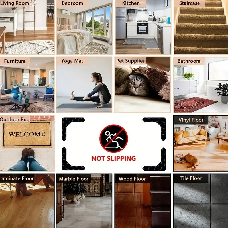 Non-slip Washable Carpet Stickers, Hardwood Corner Carpets, Prevent Carpet Movement and Piping, U-shaped Carpet Stickers