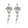 Elegant Silver Needle Diamond Embedded Waterdrop Tassel Earrings Fashionable Personality Hoop Earrings Luxury Sensation