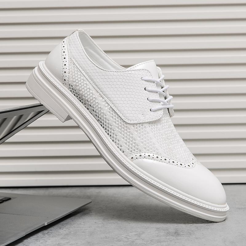 Fashion Luxury Designer Summer New Men's Pointed Air Mesh Mix Breathable Shoes Male Formal Wedding Prom Dress Prom Loafers Homecoming