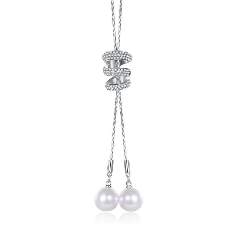 Stunning Pearl Multilayer Tassel Necklace In Rose Gold And Platinum Colors Women For