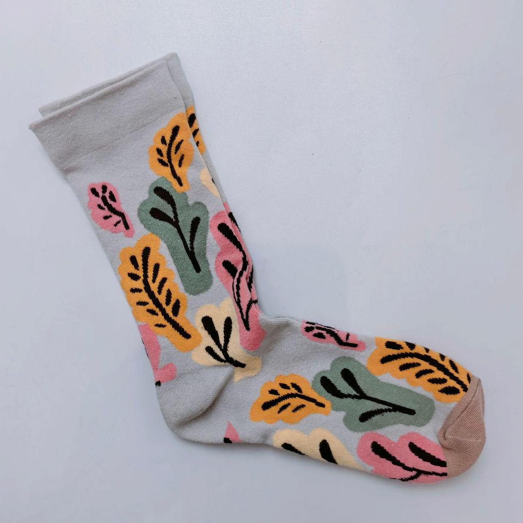 French Bonne Maison Retro Mid-Calf Socks in Maillard Color Scheme - Trendy Cotton Fashion Socks