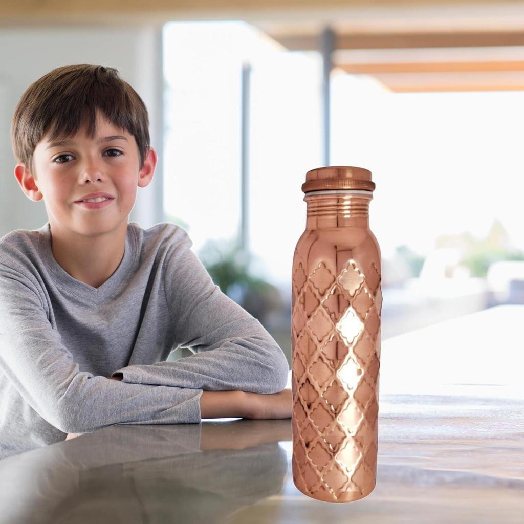 Pure Copper Water Bottle 950ml | Leak-Proof Ayurvedic Drinkware | Eco-Friendly Plain Copper Bottle 1000 ml (Pack of 1)